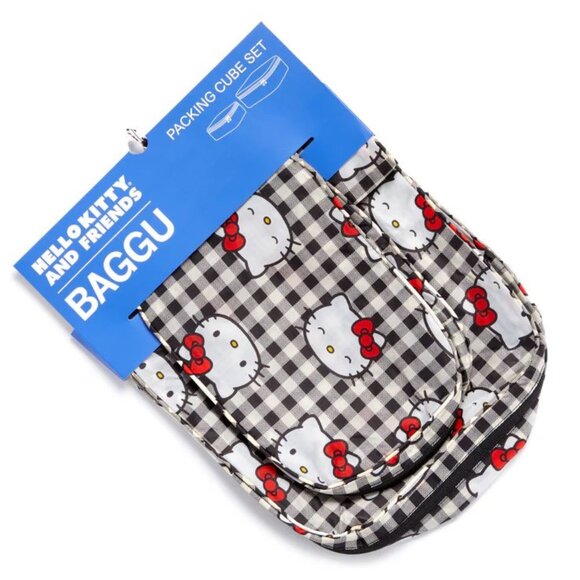 NWT Baggu Packing Cube Set - Hello Kitty Black Gingham - Picture 1 of 6